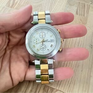 Klaus Kobec couture sports two tone chronograph dress watch NEW BATTERY